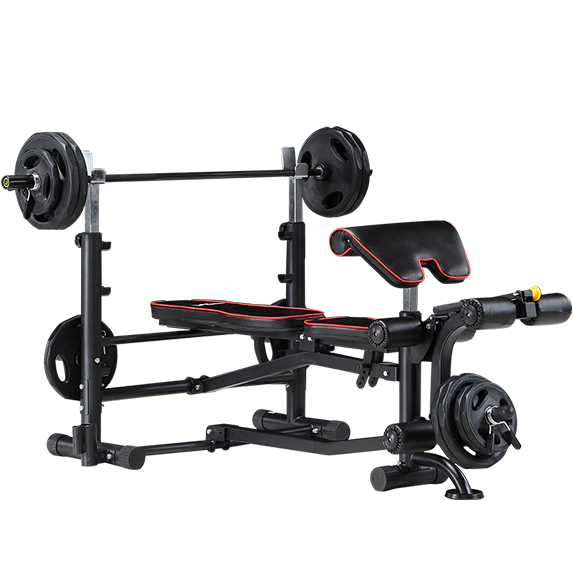 333体育 BK3011多功能卧推架举重床综合训练器健身器材 BK3011+60KG杠铃片+1.8米杆