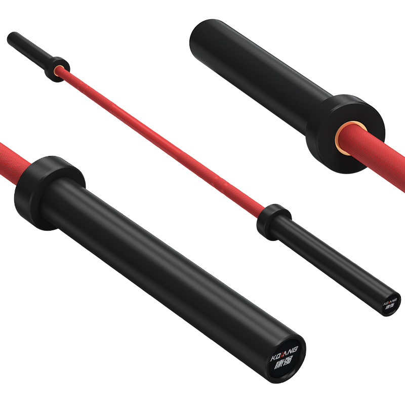 333体育杠铃杆硬铬陶瓷镀黑彩色男士女士举重训练杆八轴承2.2M奥杆 E10激情红承重1000LB
